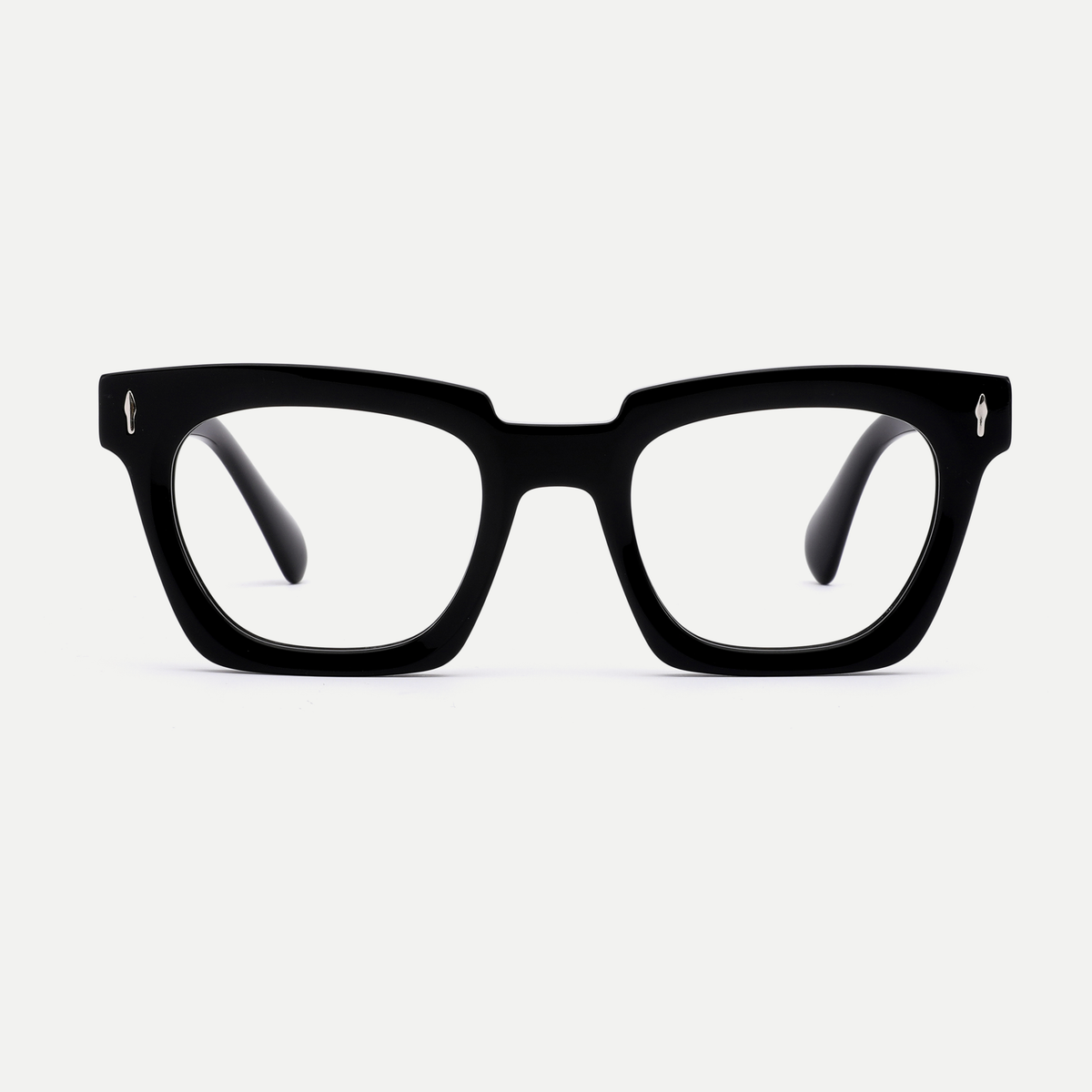 Greta black acetate eyeglasses, front view