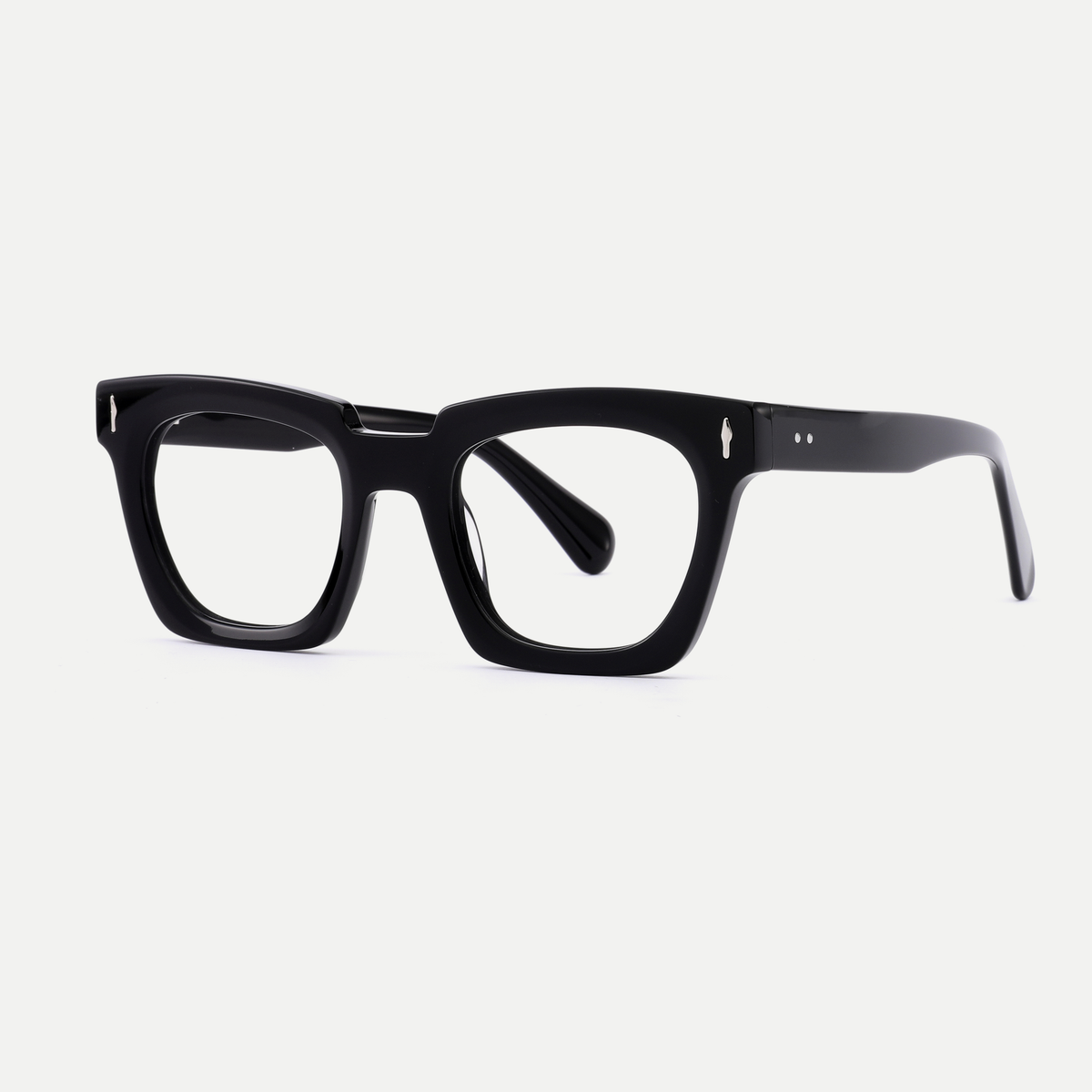 Greta black acetate eyeglasses, angled view