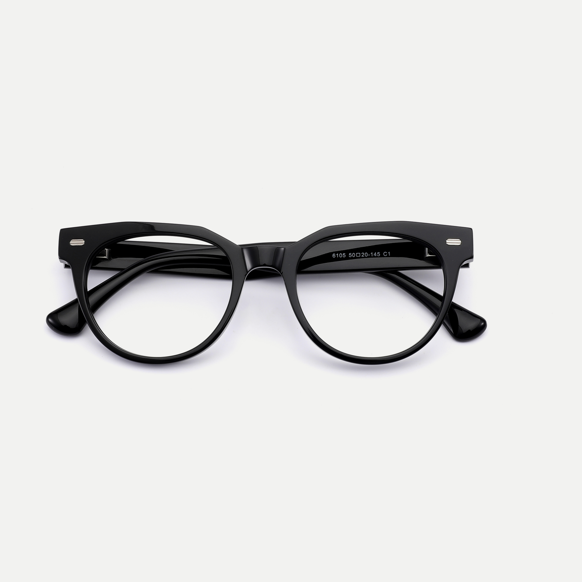 Helena black acetate eyeglasses, inner temple detail