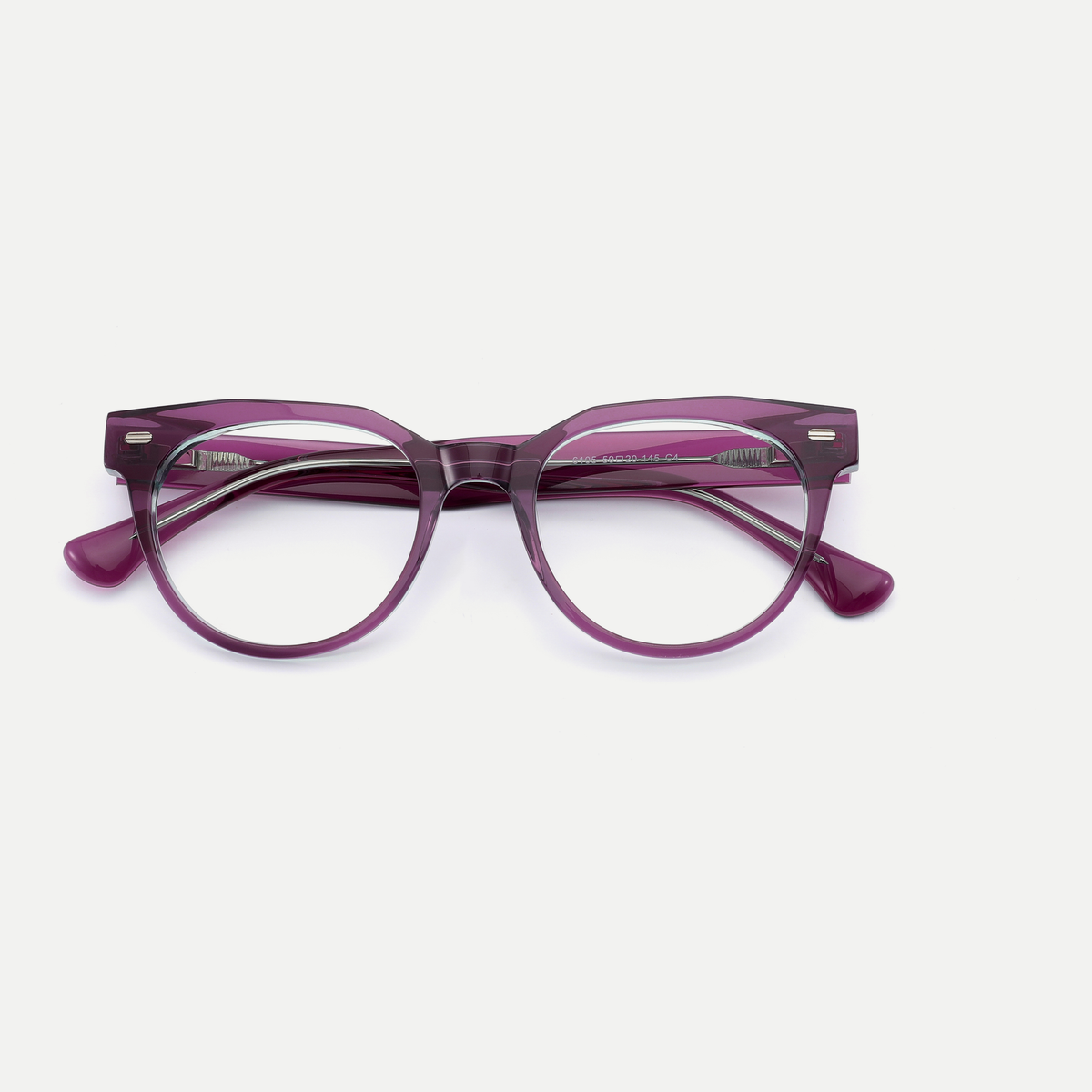 Helena purple acetate eyeglasses, inner temple detail