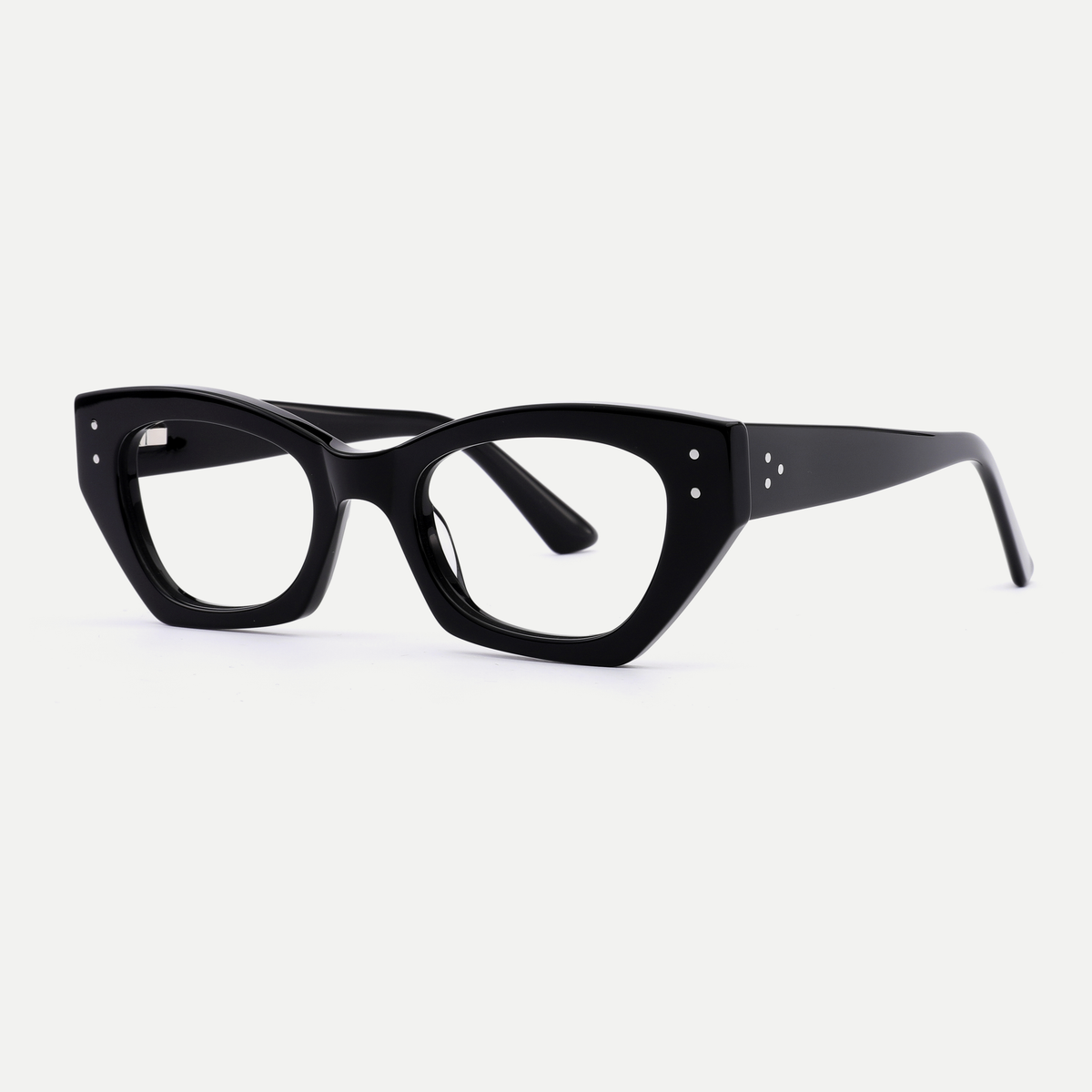 Viola black acetate eyeglasses, angled view