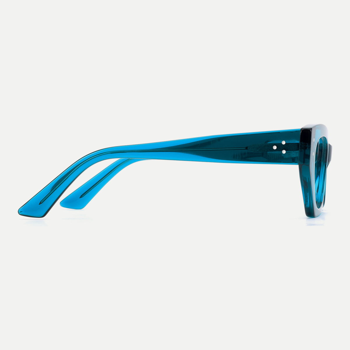 Viola crystal turquoise acetate eyeglasses, side detail