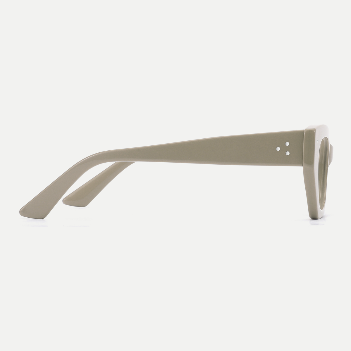 Viola taupe gray acetate eyeglasses, side detail