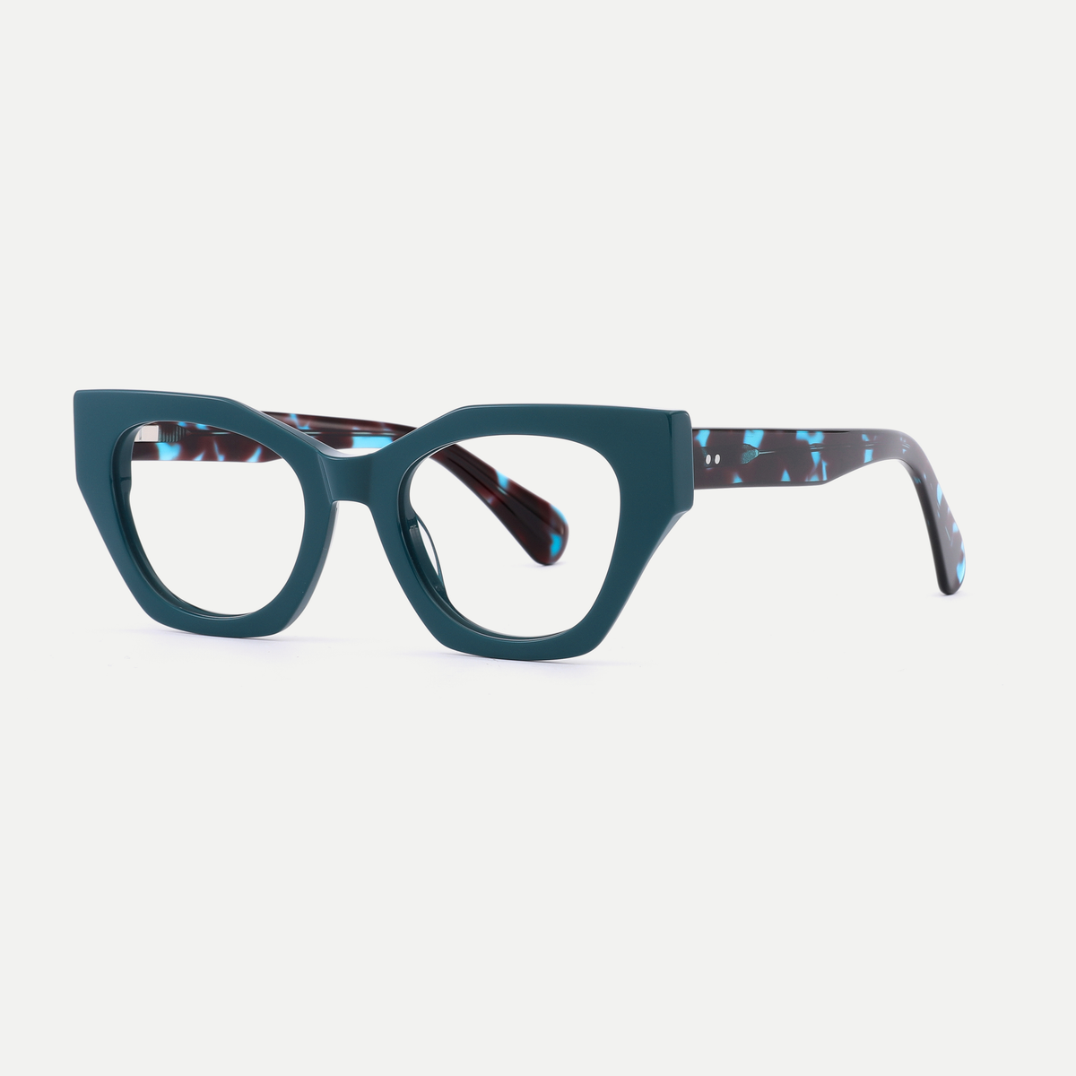 Daphne deep teal acetate eyeglasses, angled view
