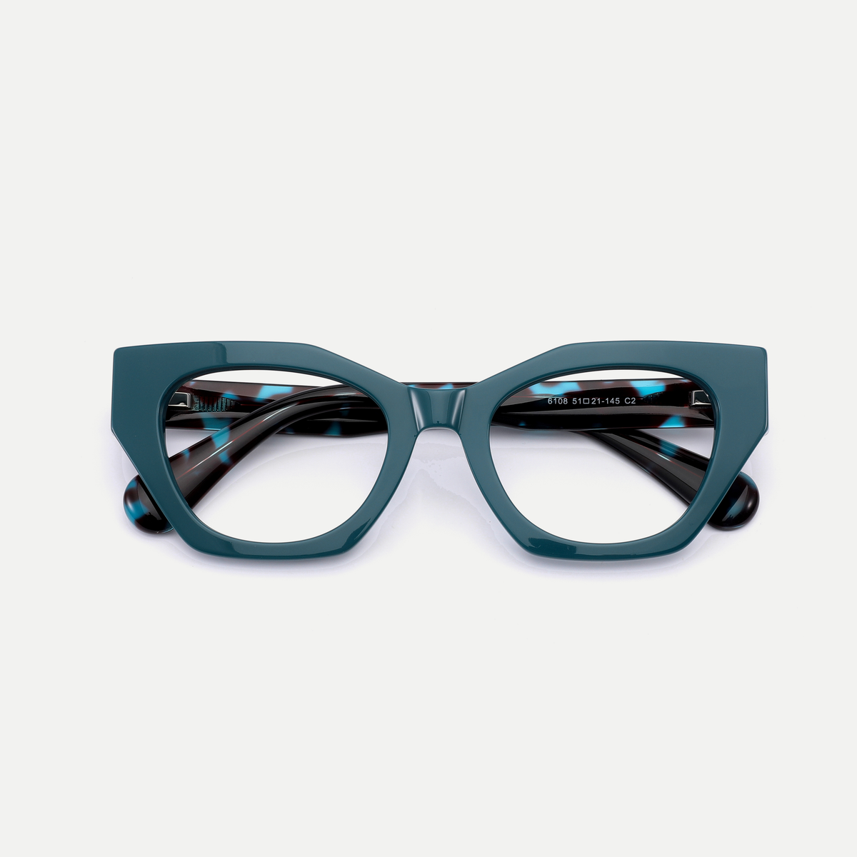 Daphne deep teal acetate eyeglasses, alternate front view