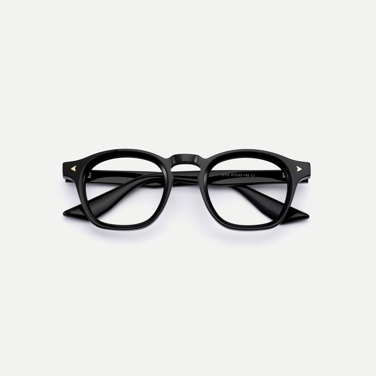 Sylvie black acetate eyeglasses, inner temple detail