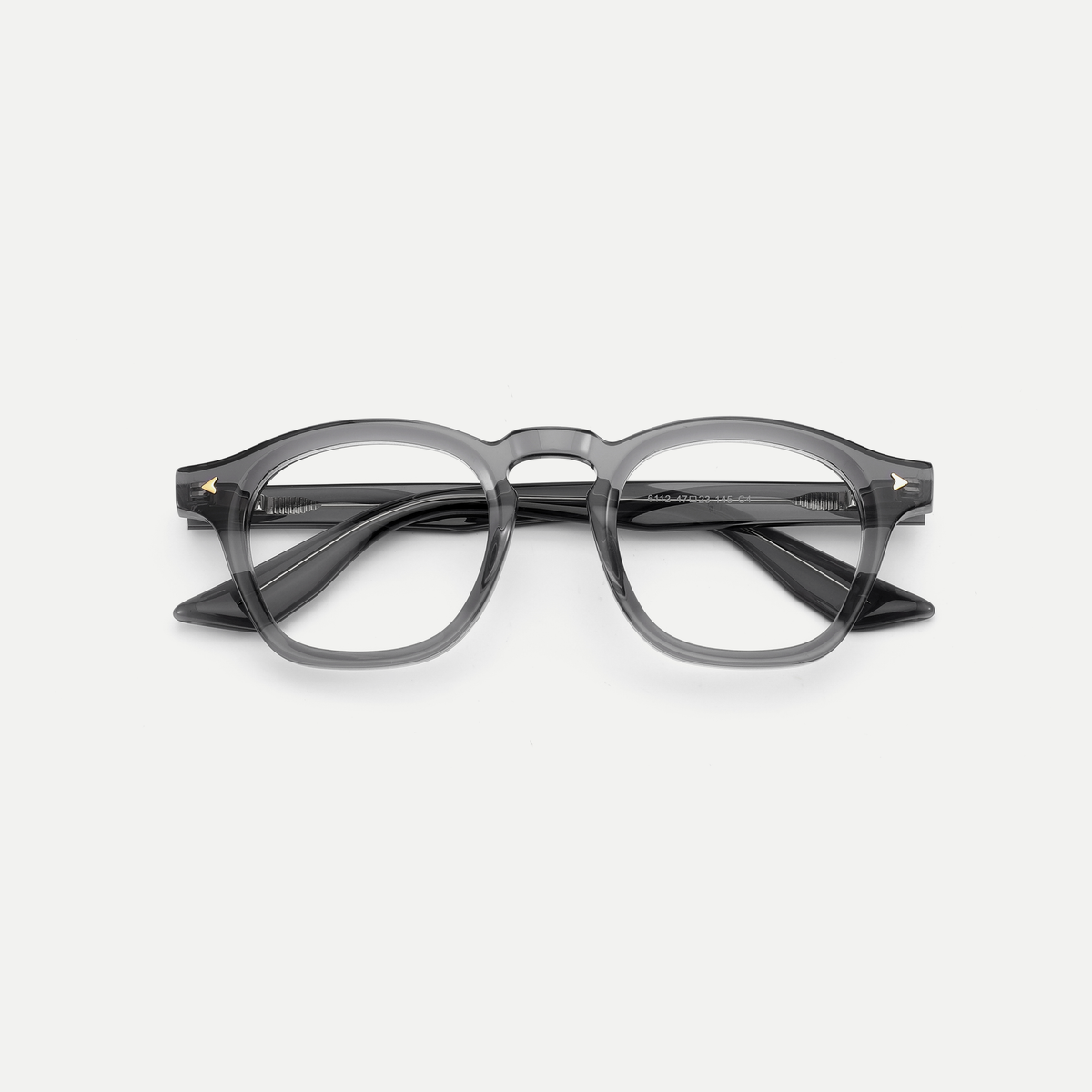 Sylvie crystal gray acetate eyeglasses, inner temple detail