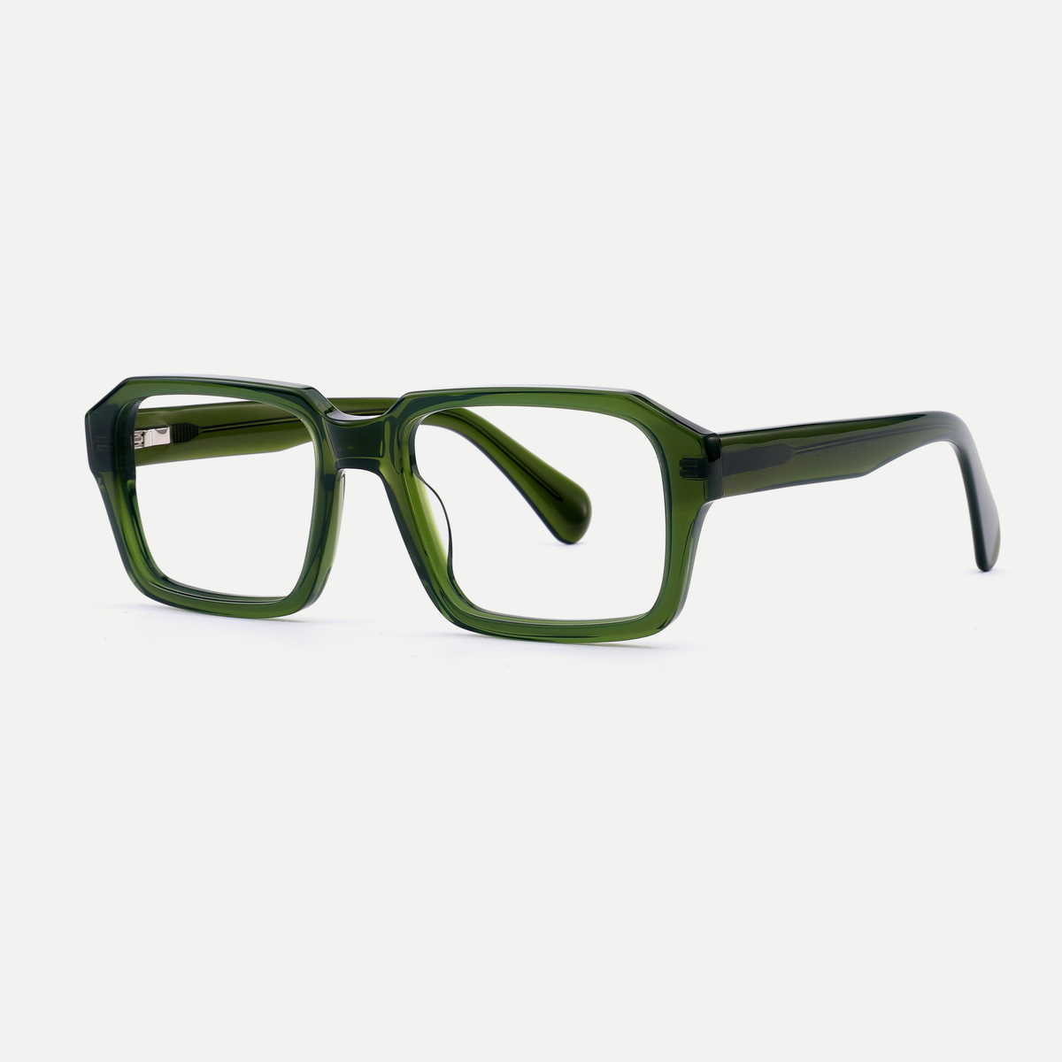 Ines olive green acetate eyeglasses, angled view
