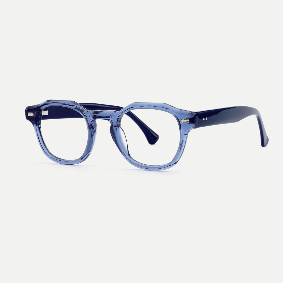 Alma crystal blue acetate eyeglasses, angled view