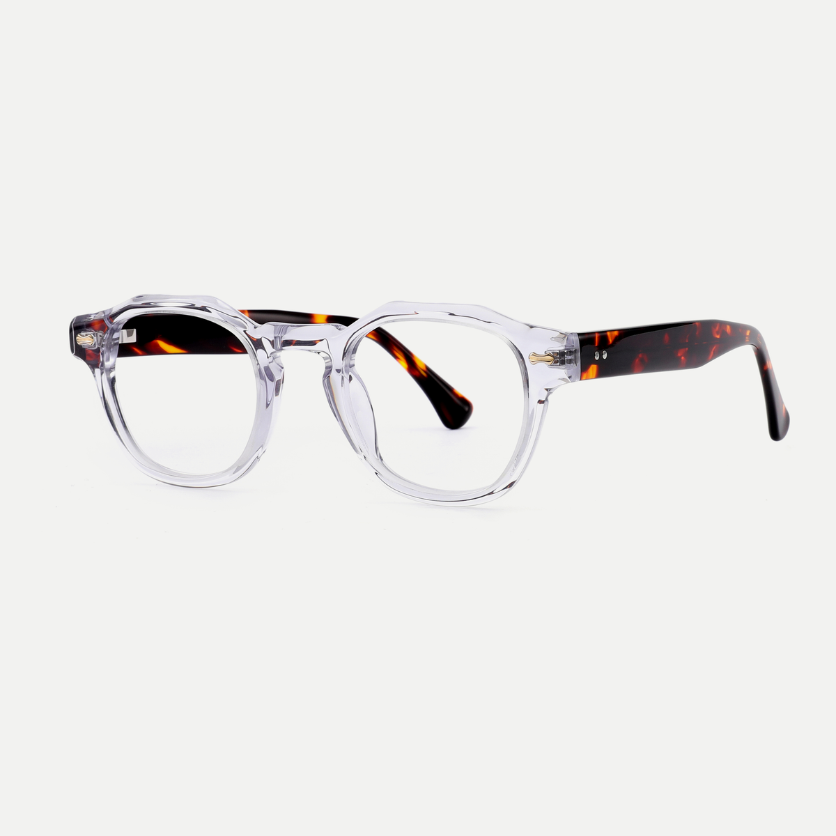 Alma crystal clear acetate eyeglasses, angled view