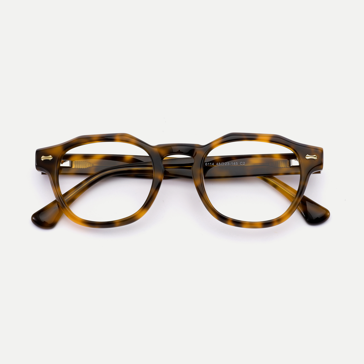 Alma tortoise acetate eyeglasses, inner temple detail
