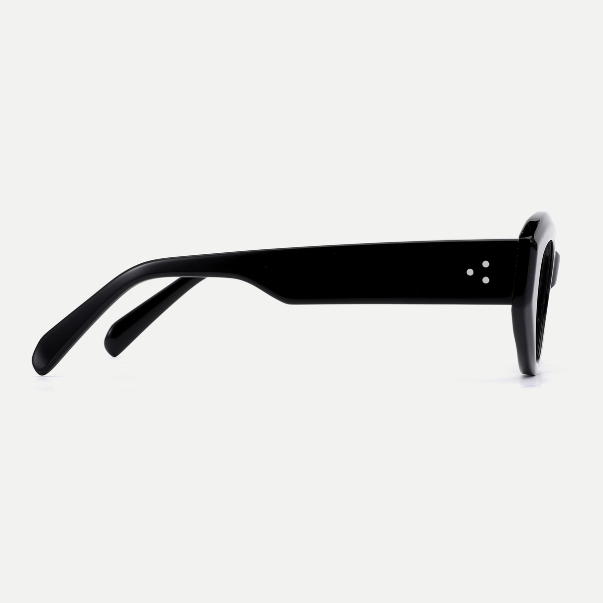 Lola black acetate eyeglasses, side detail