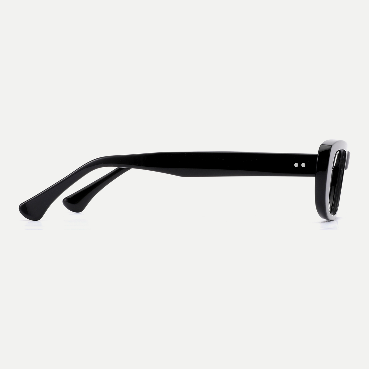 Mabel black acetate eyeglasses, side detail