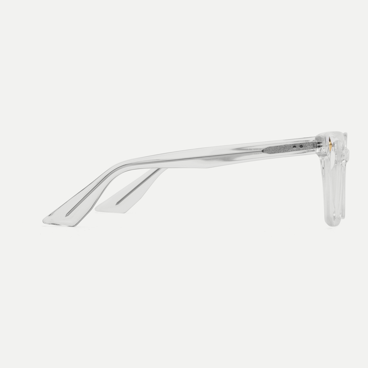 Gemma crystal clear acetate eyeglasses, side detail