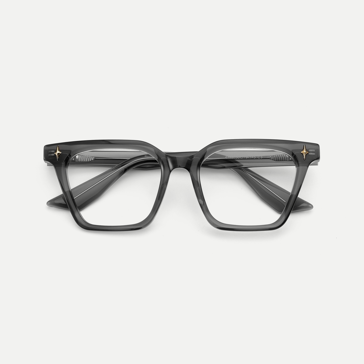 Gemma smoke gray acetate eyeglasses, inner temple detail
