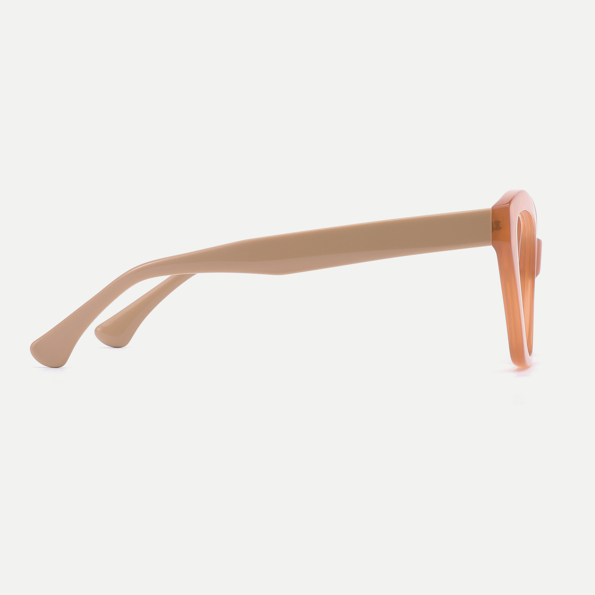 Faye peach acetate eyeglasses, side detail