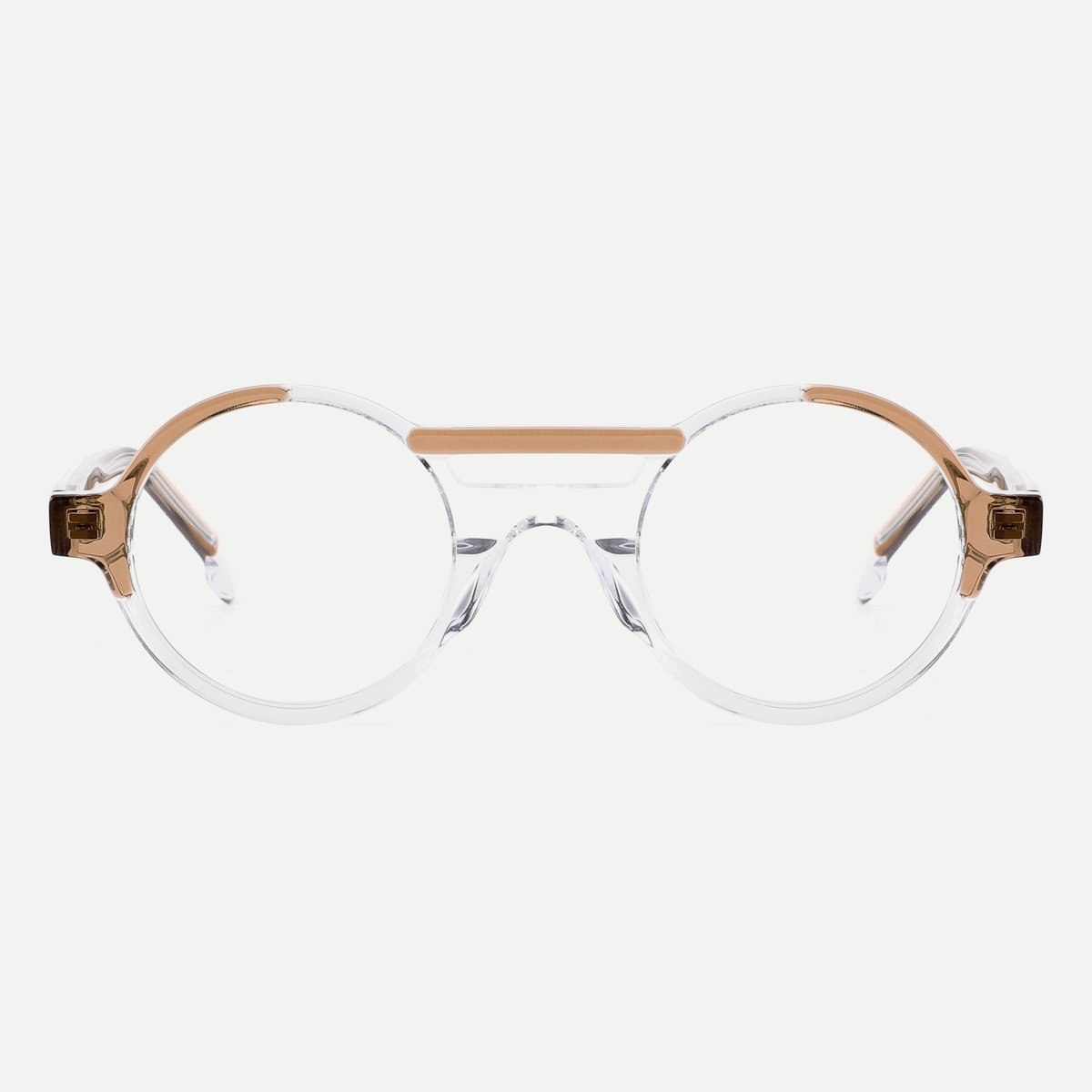 Florence champagne / crystal clear acetate eyeglasses, front view