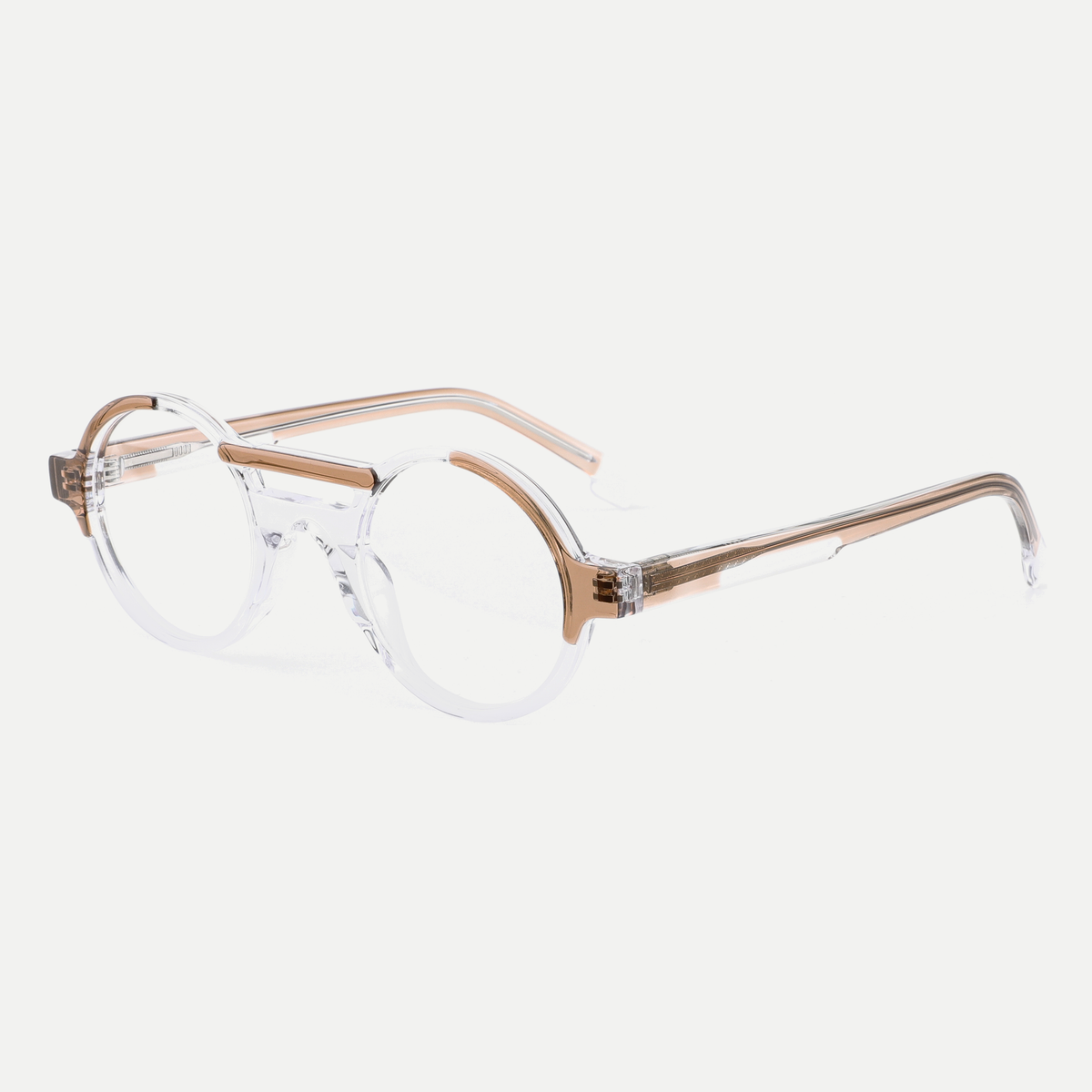 Florence champagne / crystal clear acetate eyeglasses, angled view