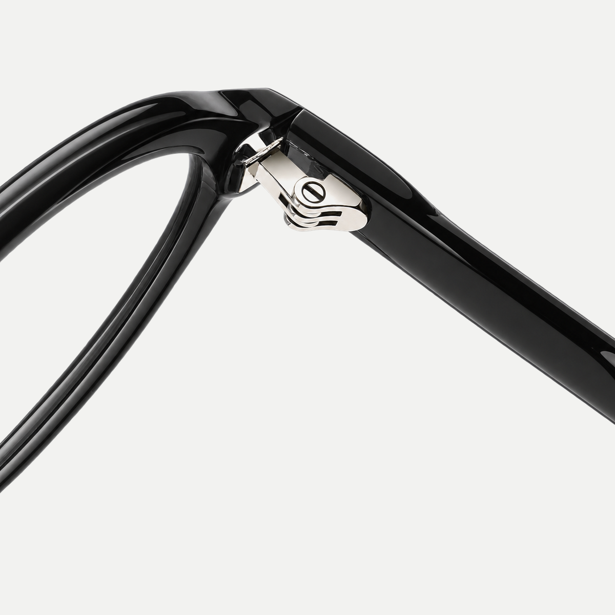 Laurel black eyeglasses, inner hinge detail