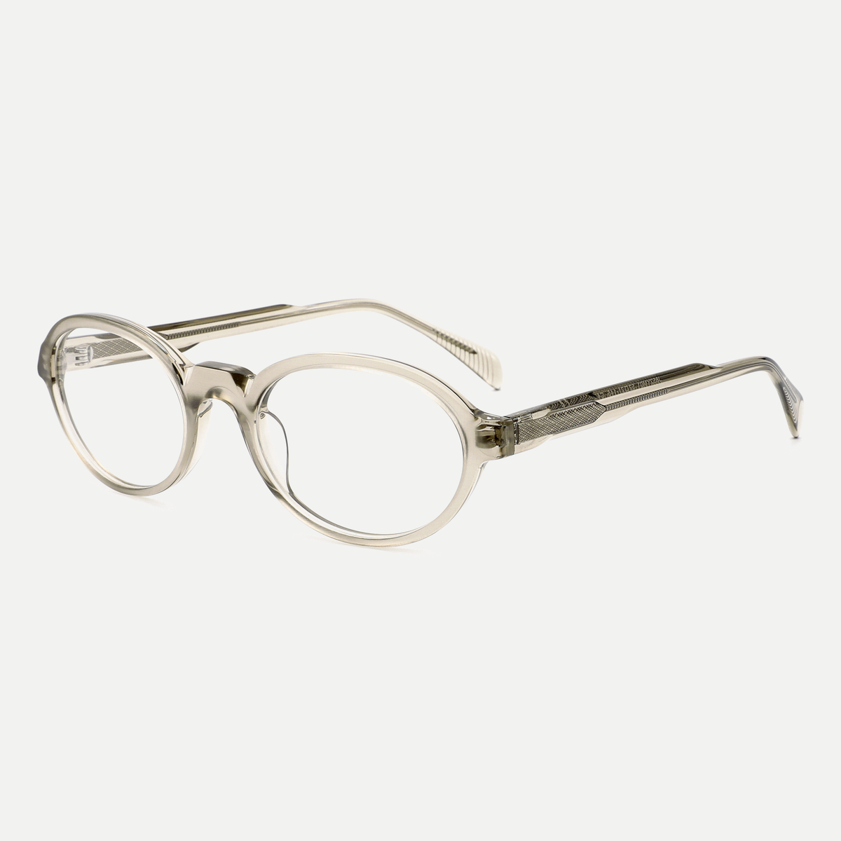 Laurel crystal champagne eyeglasses, 45-degree view
