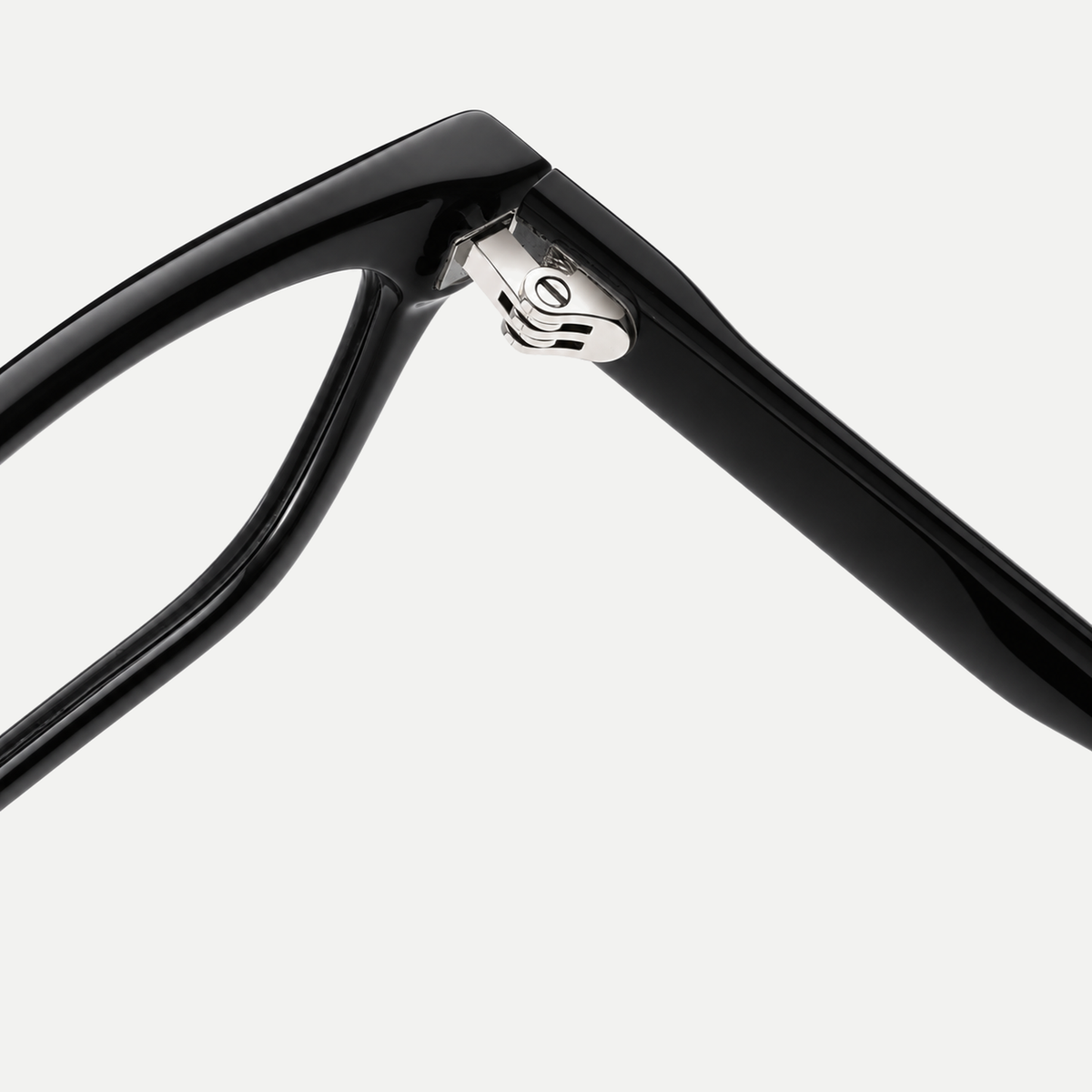Cecily black eyeglasses, inner hinge detail