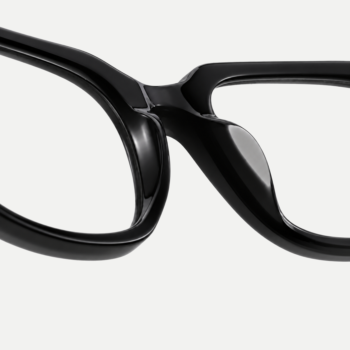 Cecily black eyeglasses, bridge detail