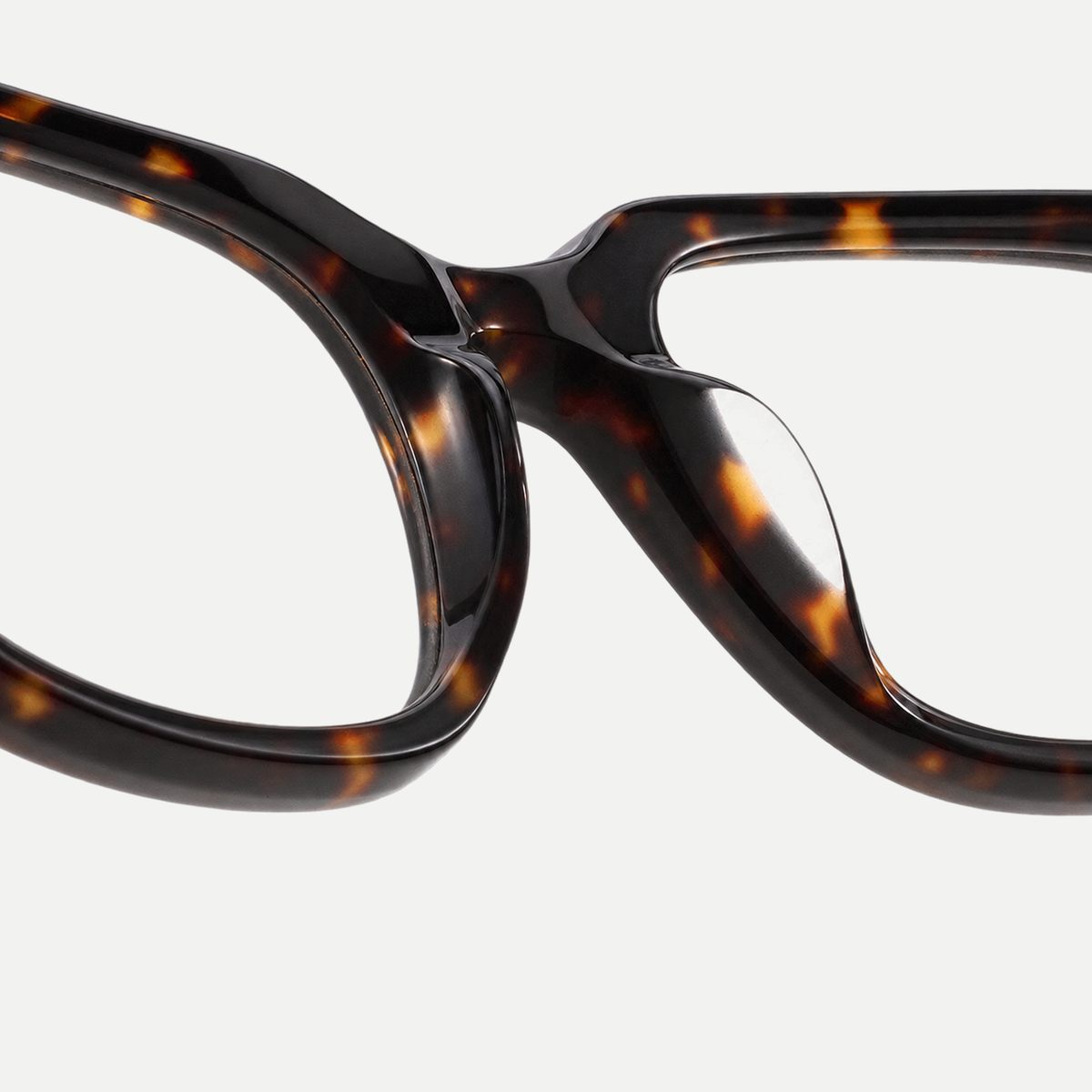 Cecily dark tortoise eyeglasses, bridge detail