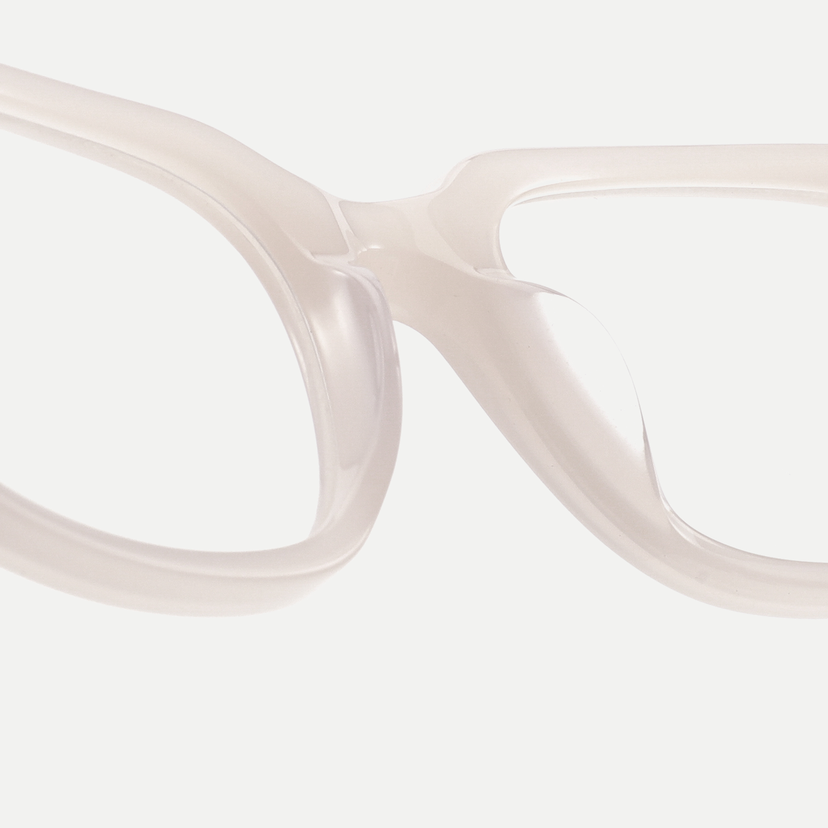 Cecily blush eyeglasses, bridge detail