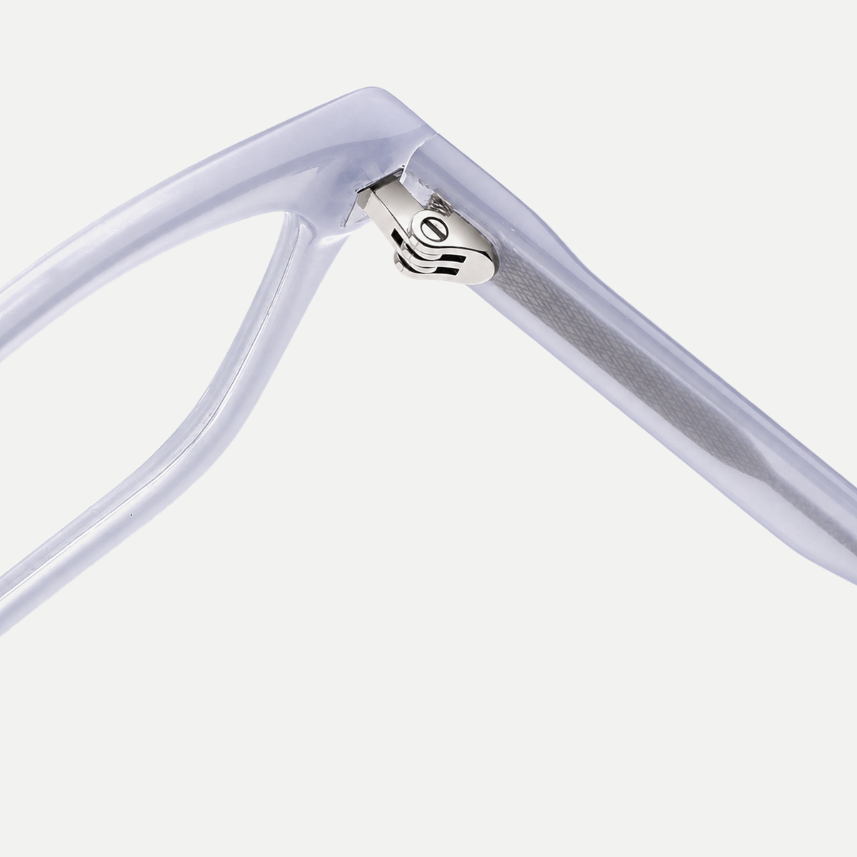Cecily crystal lavender eyeglasses, inner hinge detail