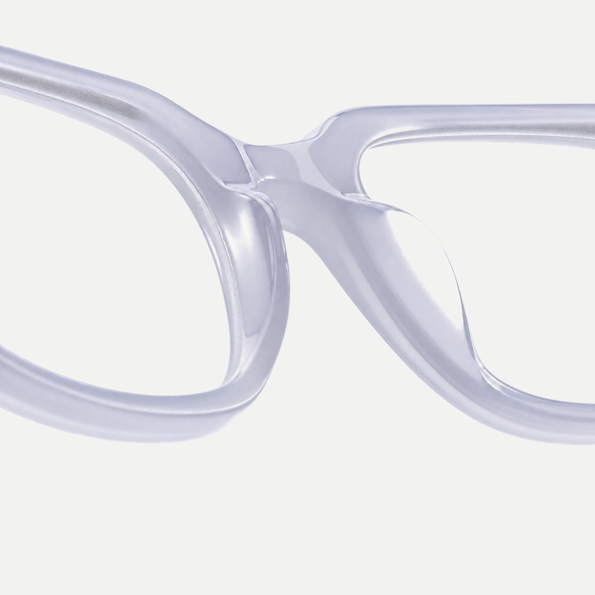 Cecily crystal lavender eyeglasses, bridge detail