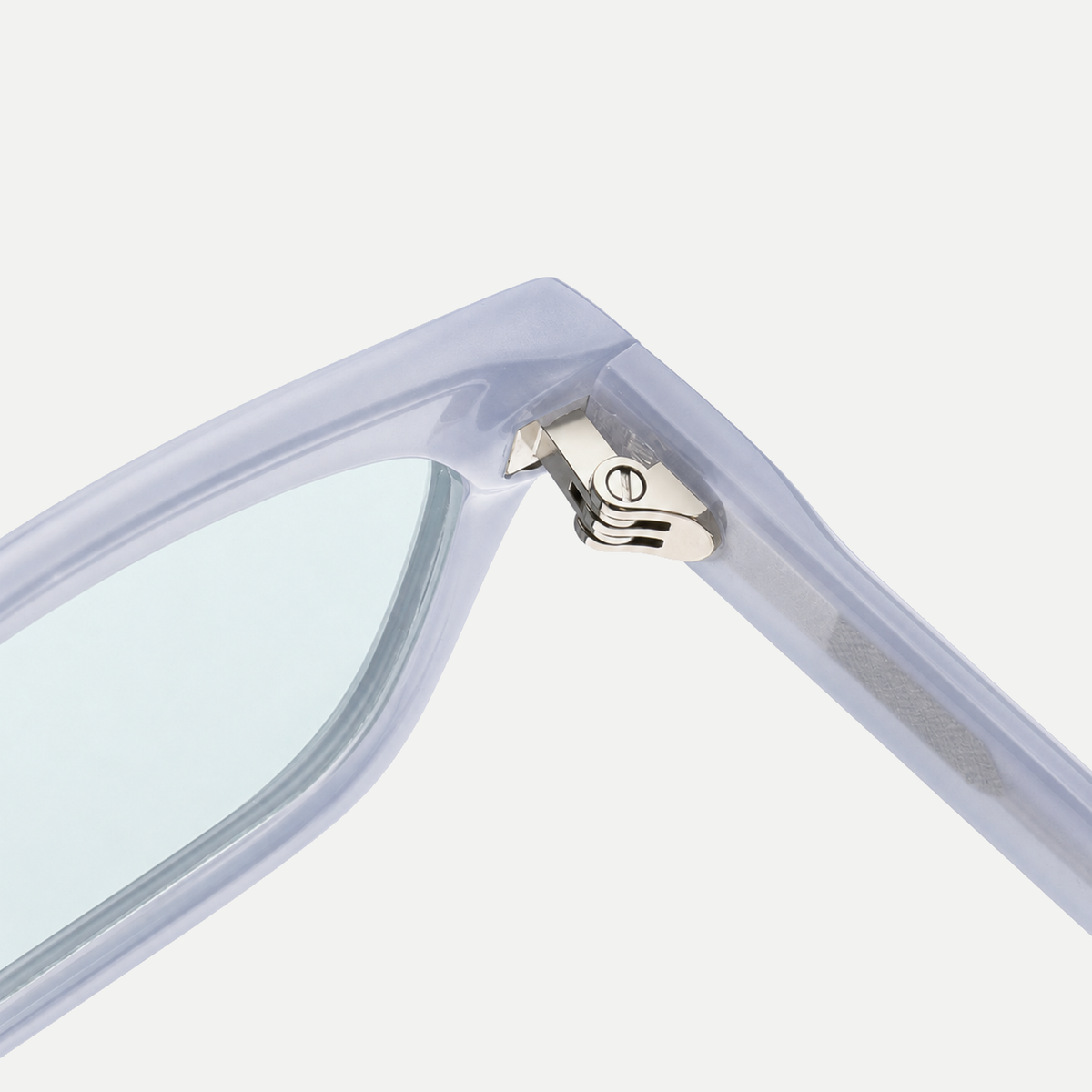 Seren crystal blue gray / ice blue sunglasses, frame detail