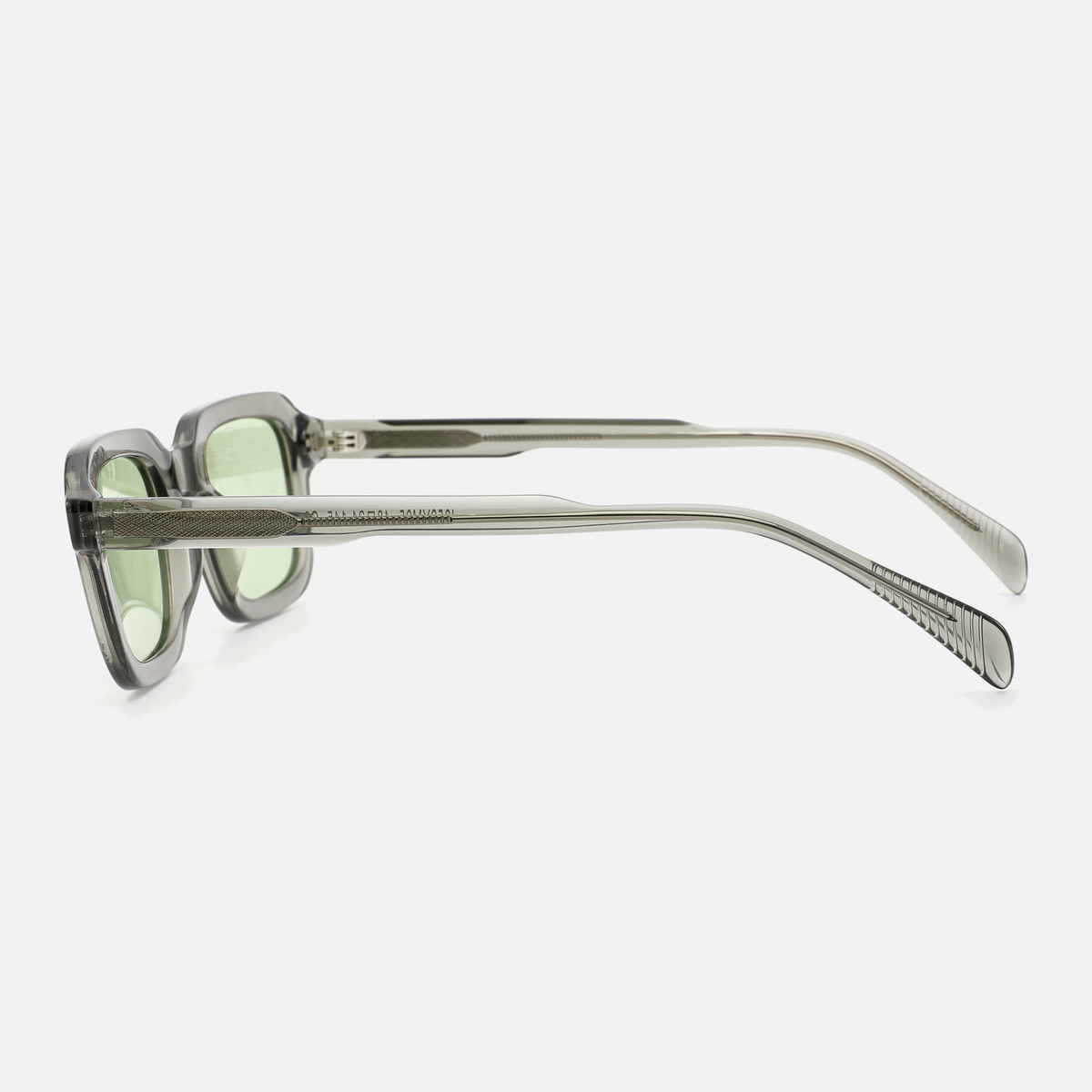 Wren crystal gray / light green sunglasses, 90-degree side view