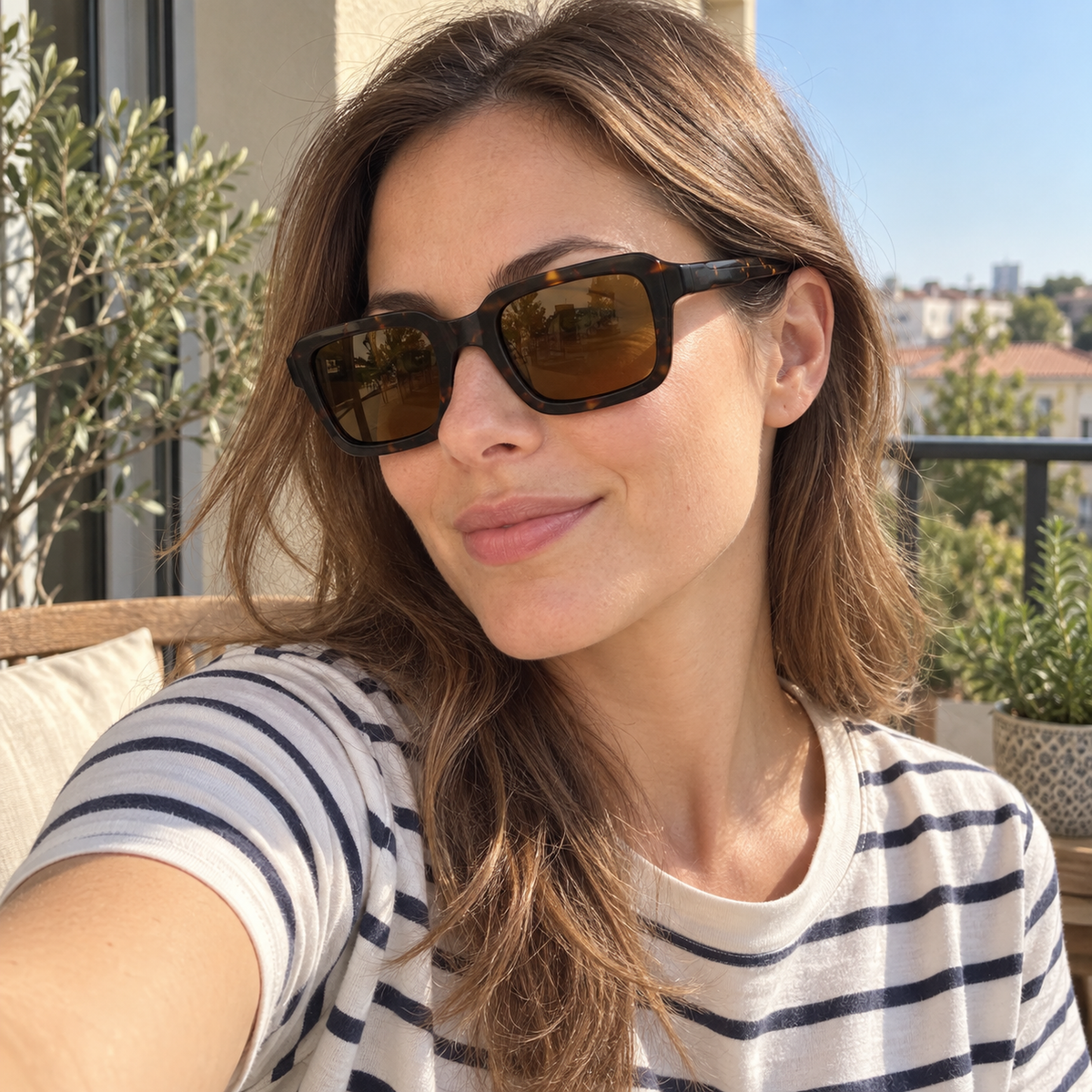 Wren dark tortoise / brown sunglasses, lifestyle view