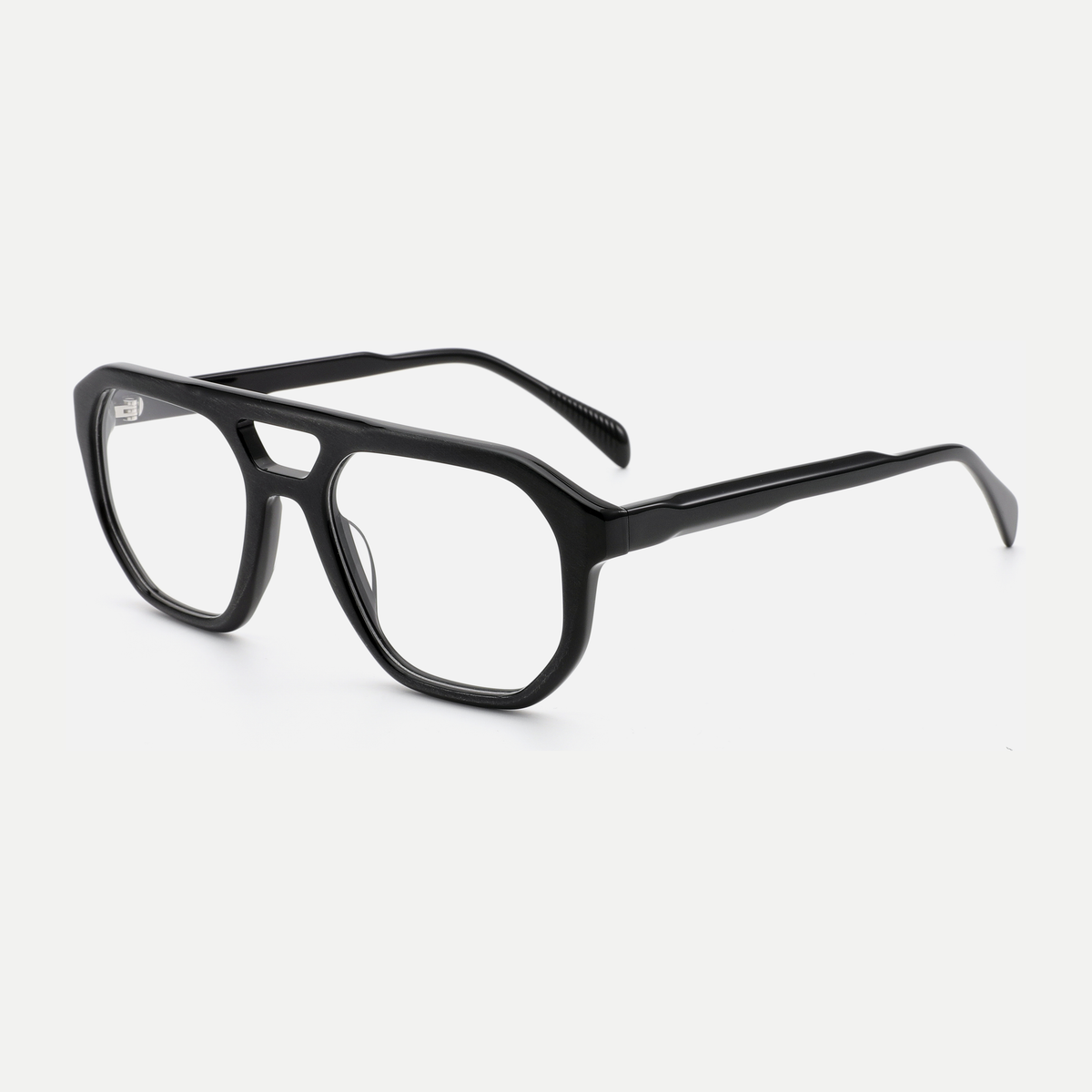 Simone black acetate eyeglasses, angled view