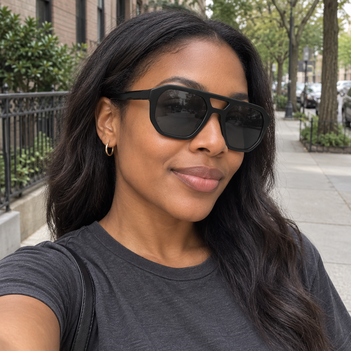 Morgan black / smoke sunglasses, lifestyle view