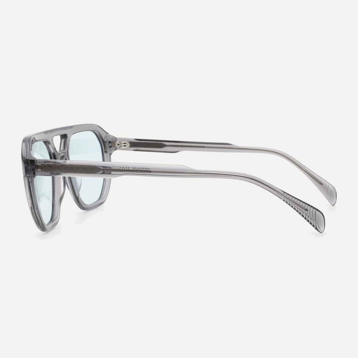 Morgan crystal gray / ice blue sunglasses, 90-degree side view