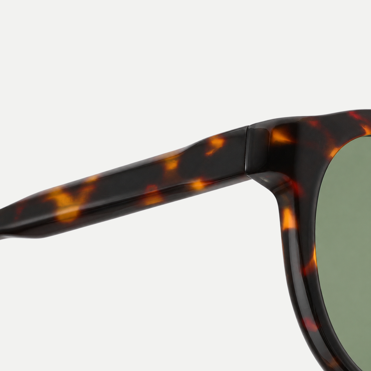 Dahlia dark tortoise / green sunglasses, frame detail