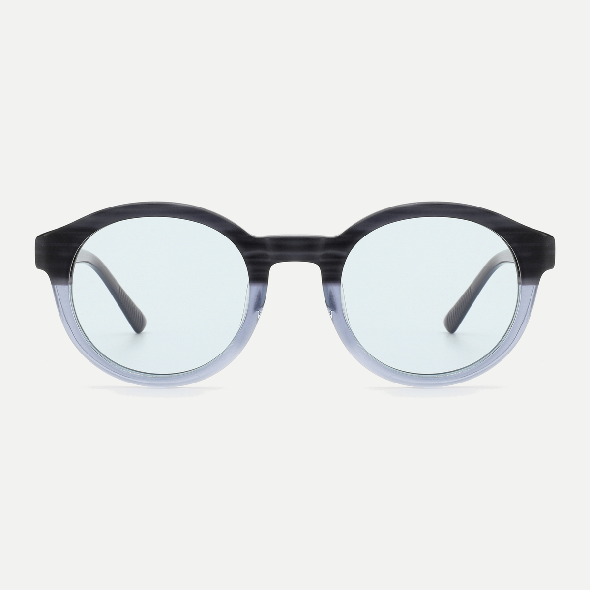 Dahlia blue gray fade / ice blue sunglasses, front view