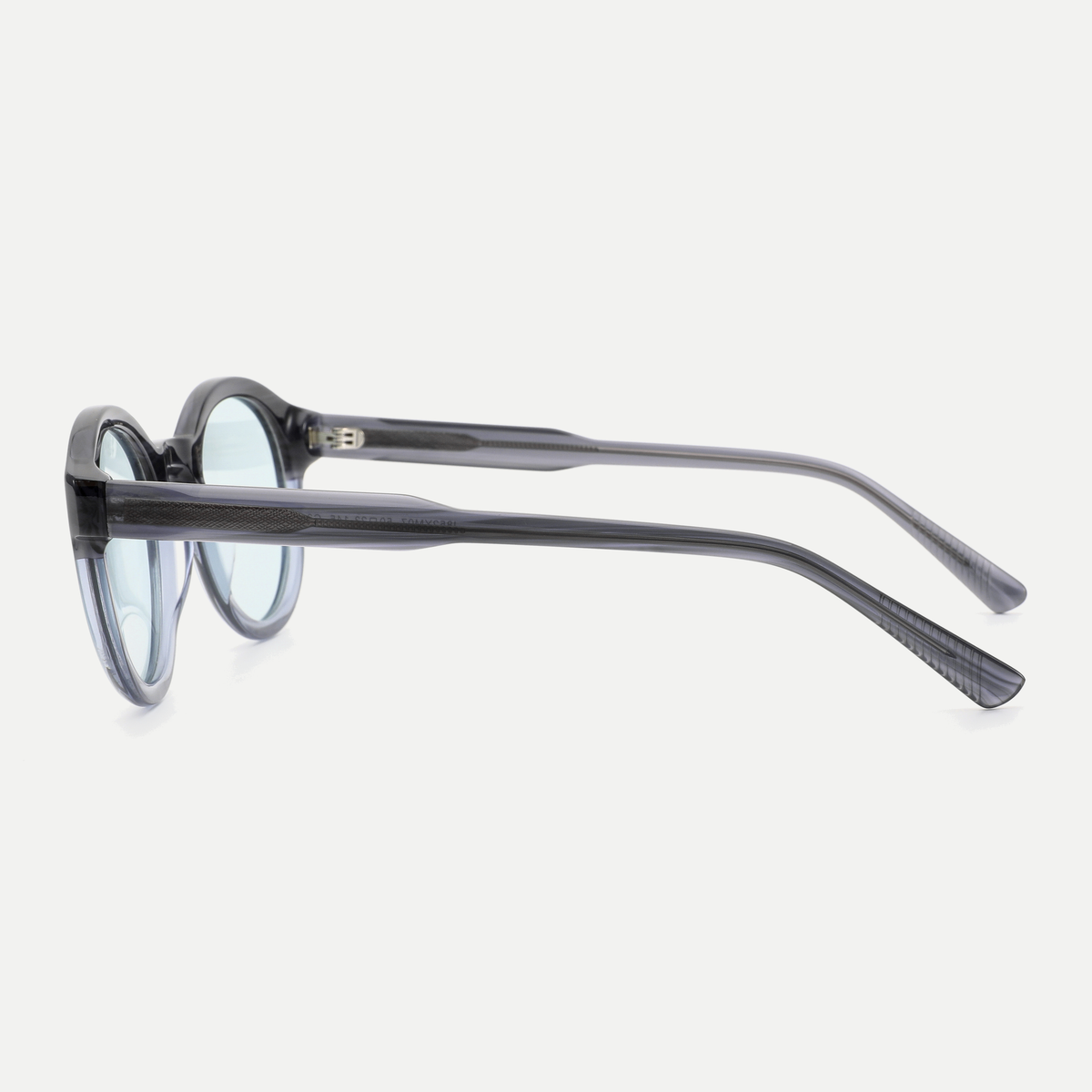 Dahlia blue gray fade / ice blue sunglasses, 90-degree side view