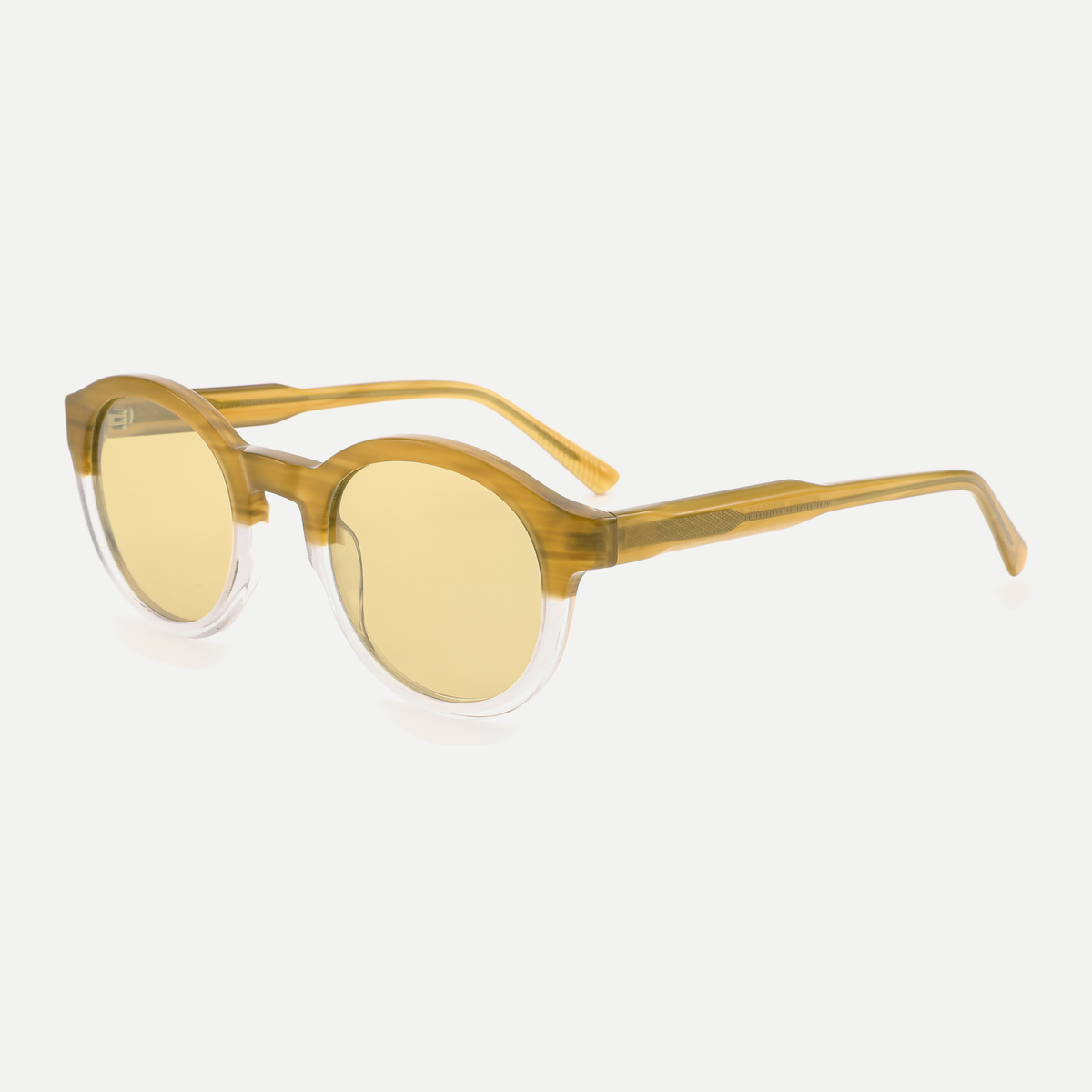 Dahlia honey amber fade / yellow sunglasses, 45-degree view