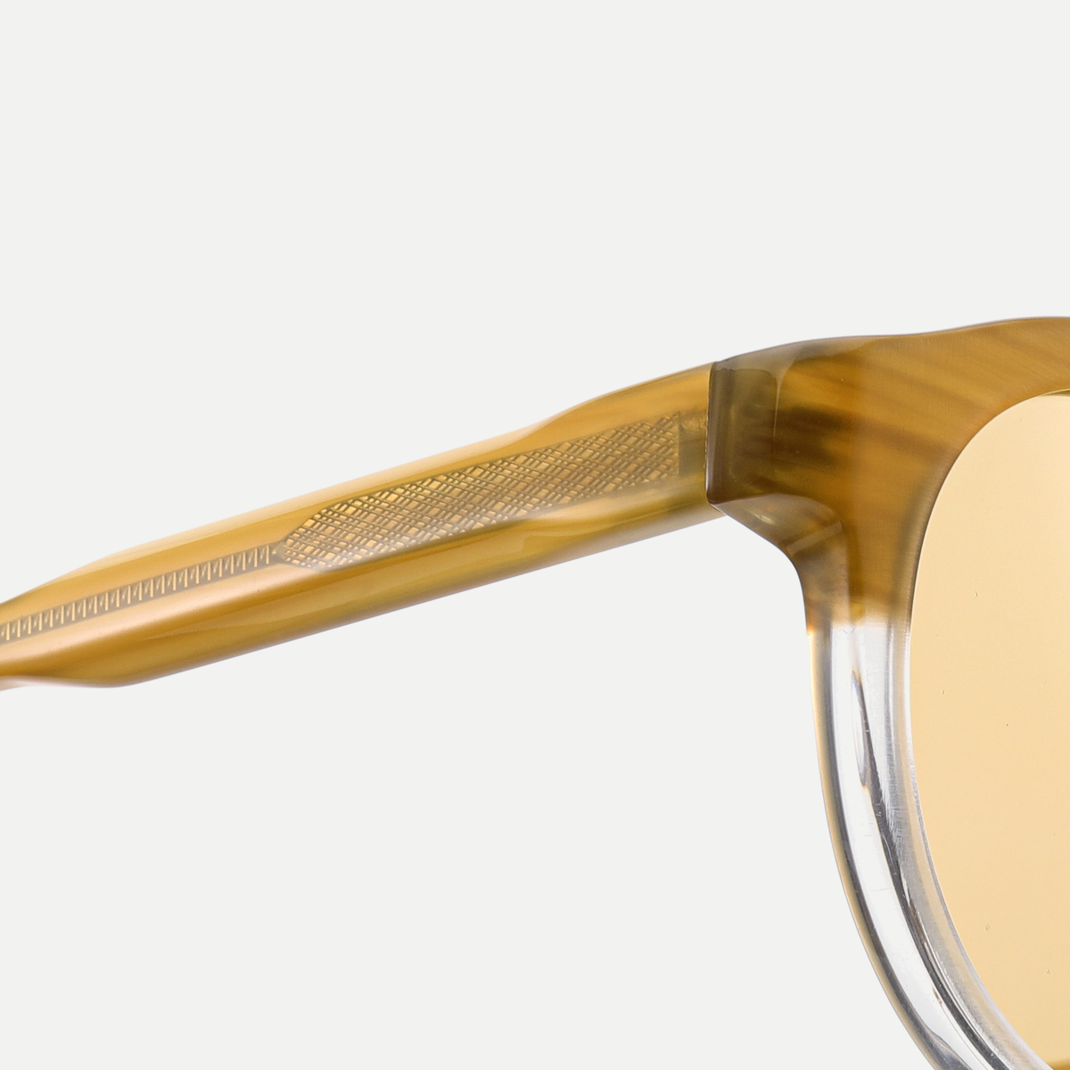 Dahlia honey amber fade / yellow sunglasses, frame detail