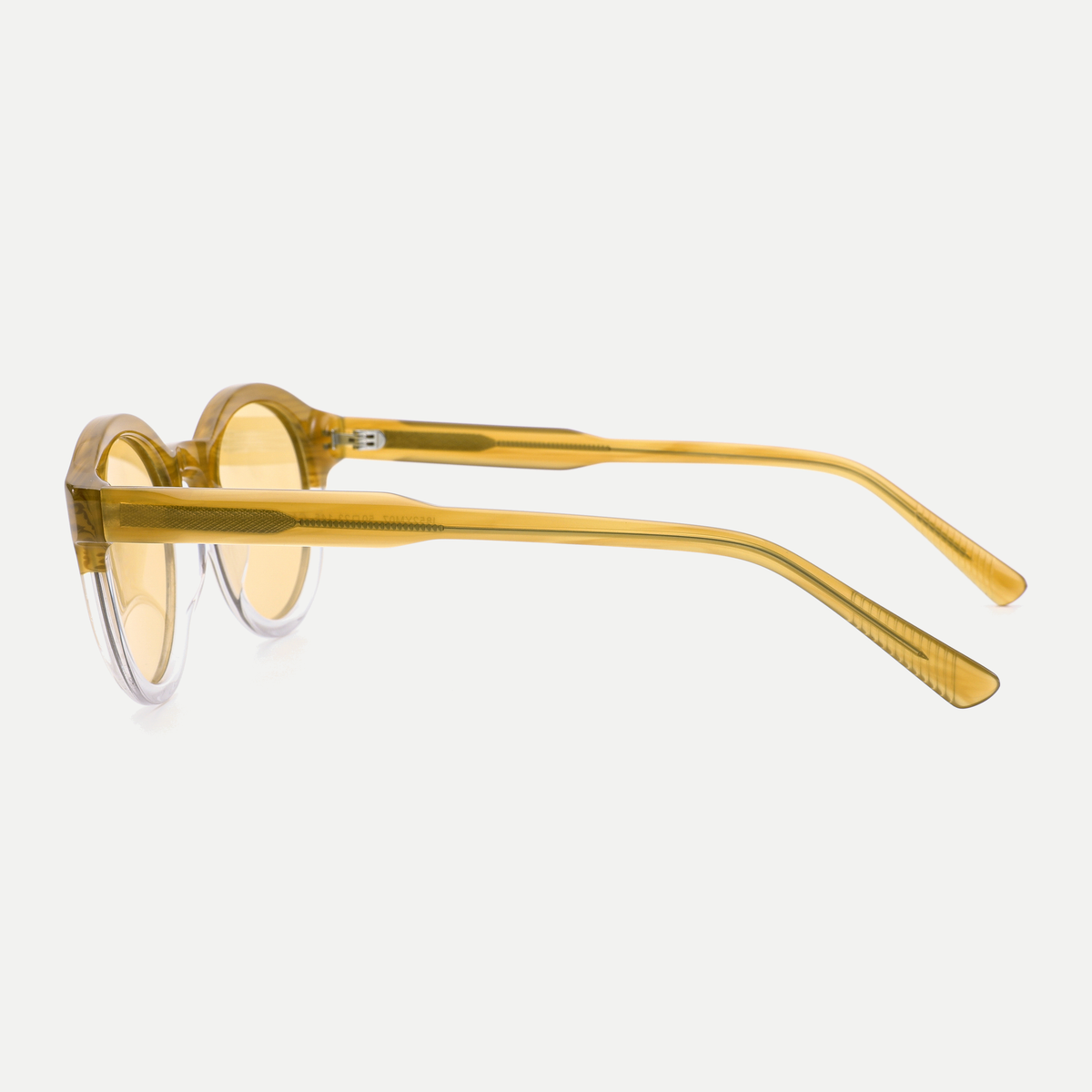 Dahlia honey amber fade / yellow sunglasses, 90-degree side view