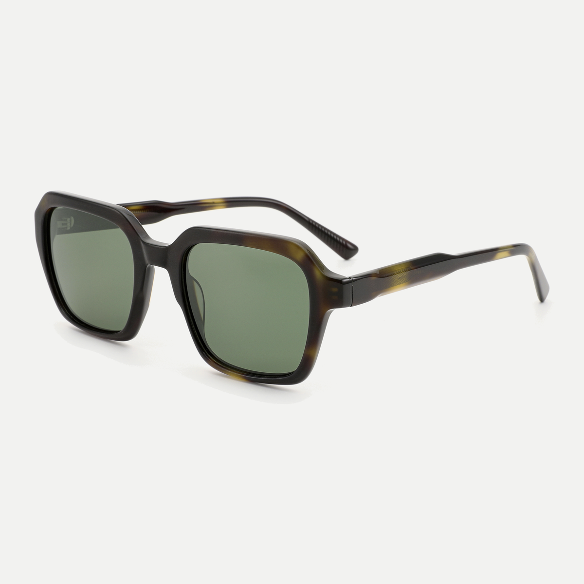 Skye dark tortoise / green sunglasses, 45-degree view
