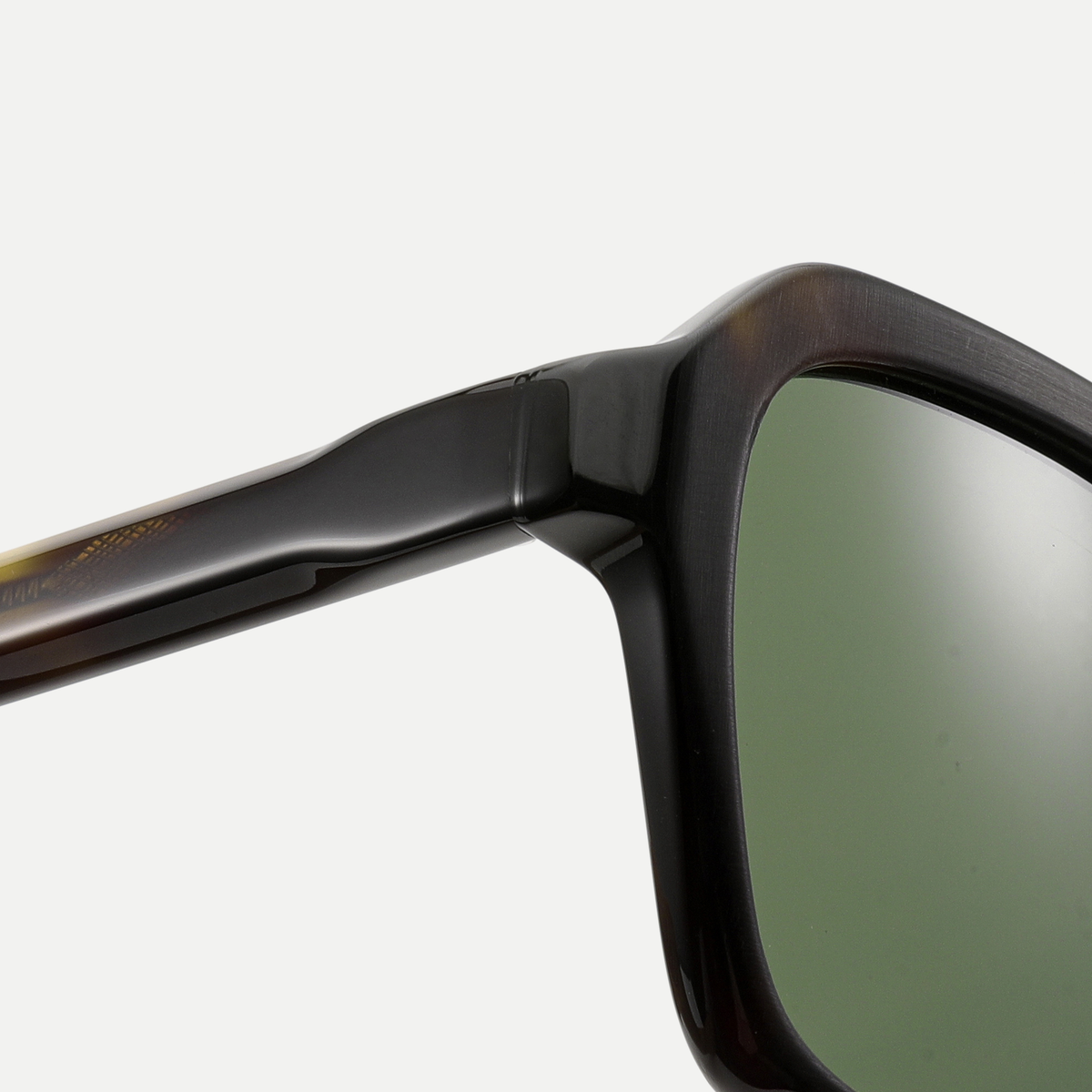Skye dark tortoise / green sunglasses, frame detail