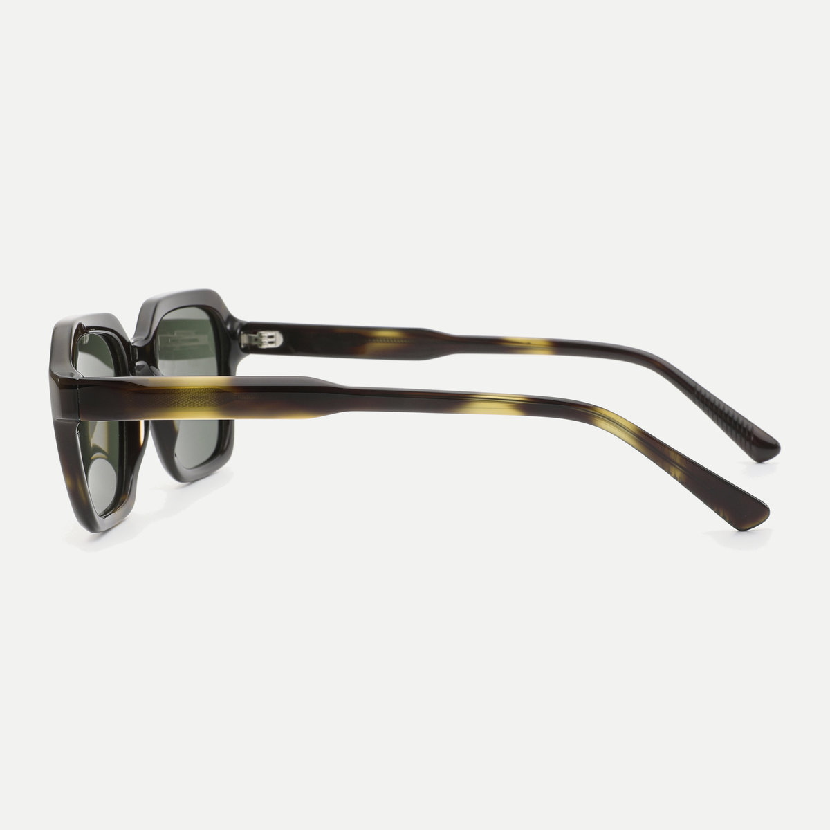 Skye dark tortoise / green sunglasses, 90-degree side view
