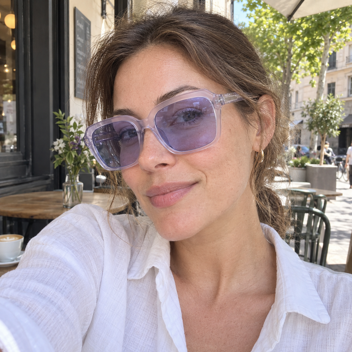 Skye crystal lilac / violet sunglasses, lifestyle view