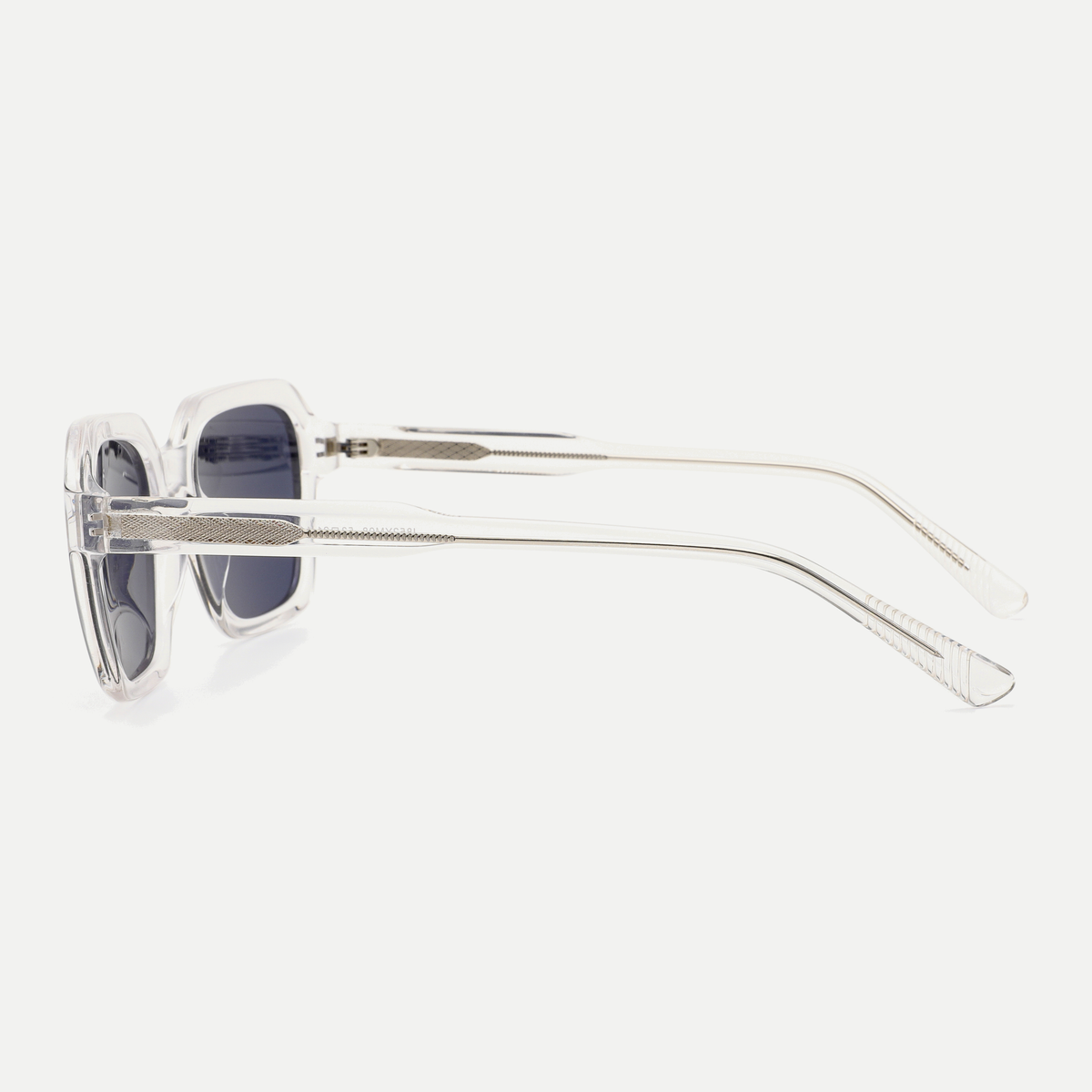 Skye crystal clear / slate blue sunglasses, 90-degree side view