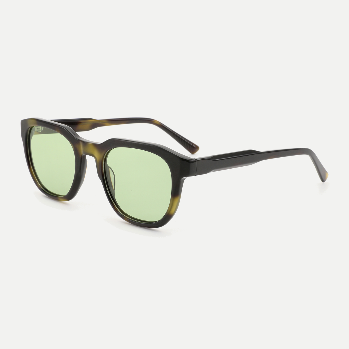 Aspen dark tortoise / light green sunglasses, 45-degree view