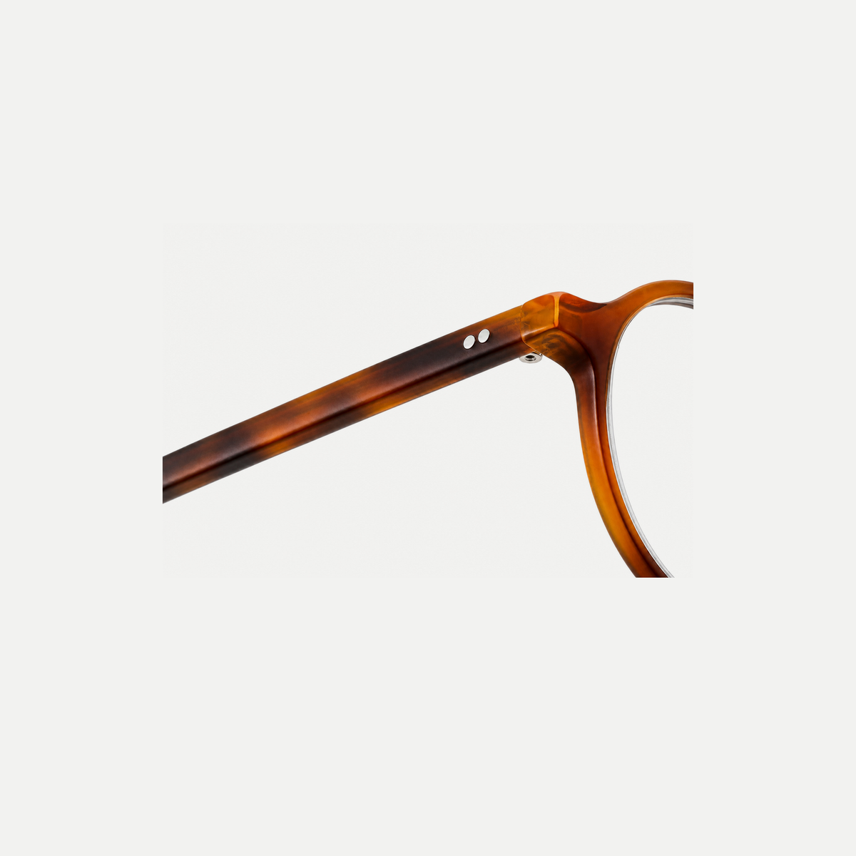 Marlow amber brown acetate glasses, temple detail
