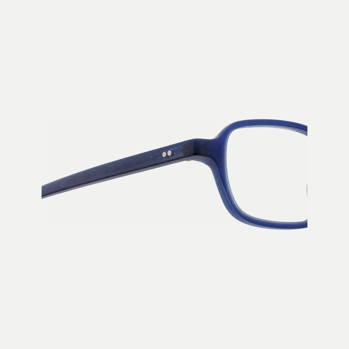 Evelyn blue acetate glasses, temple detail